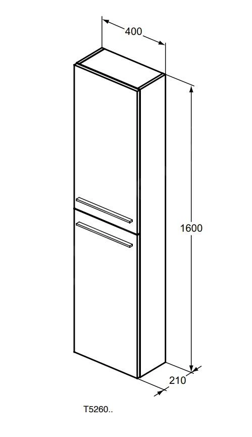 Ideal Standard I.Life S - Hoge Kast 400x210x1600 Mm, 2 Deuren L/P, Eiken T5288NX - Afbeelding 2