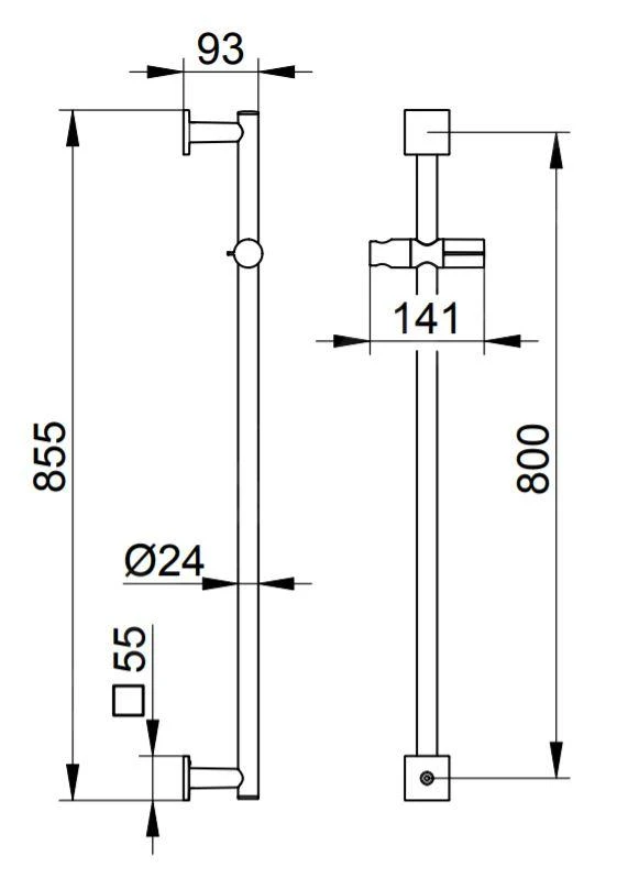 Keuco IXMO - Douchestang Solo 800 Mm, Aluminium 59585170902 - Afbeelding 2