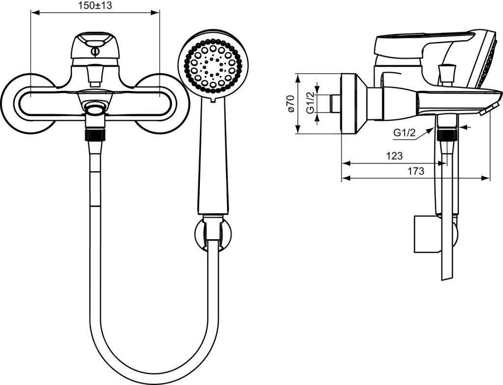 Ideal Standard CeraMix Blue - Badkraan, Met Accessoires, Chroom B9491AA - Afbeelding 2
