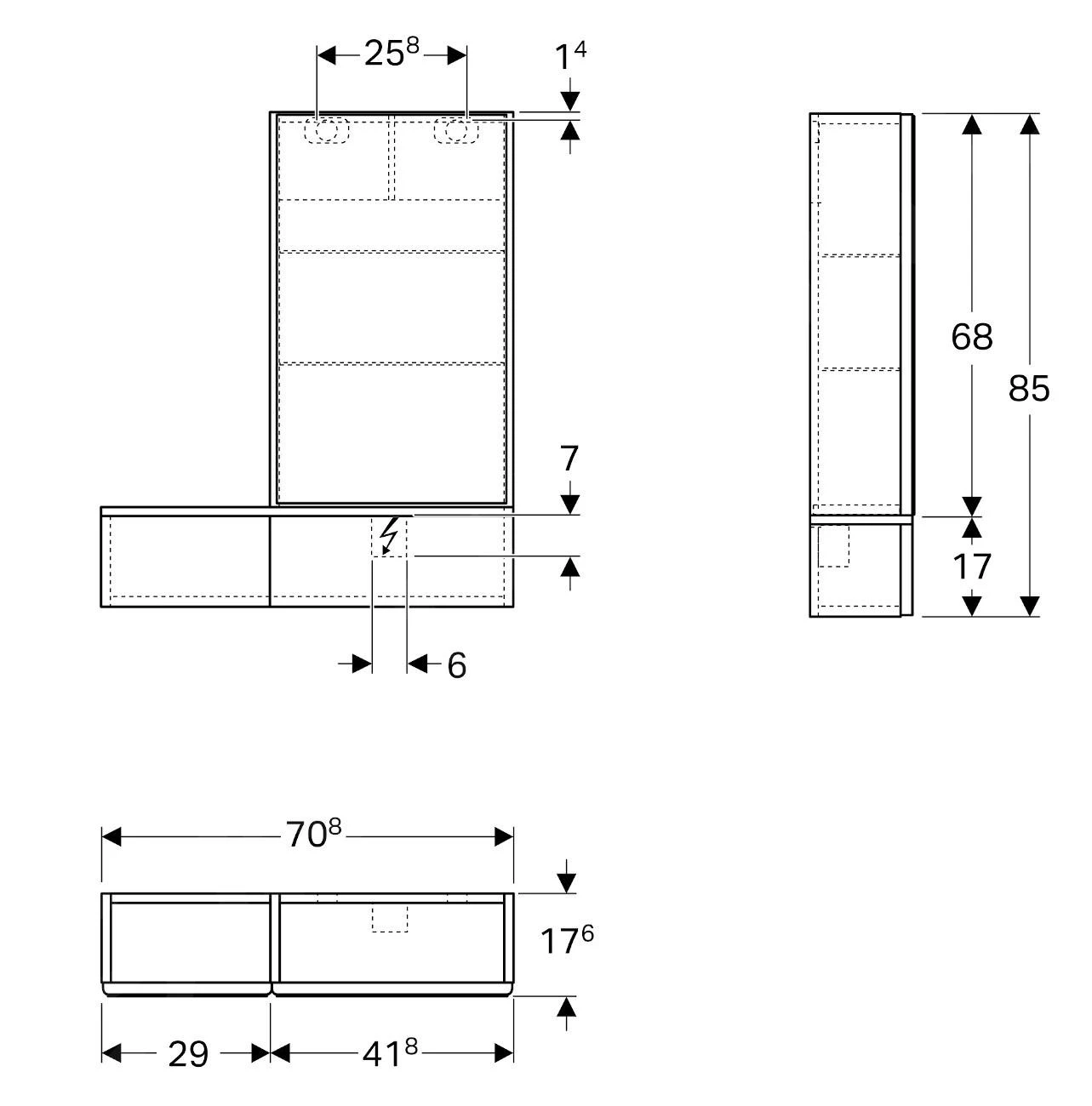 Geberit Selnova Square - Spiegelkast 850x708x176 Mm, 3 Deuren, Mat Lava 501.390.JK.1 - Afbeelding 2