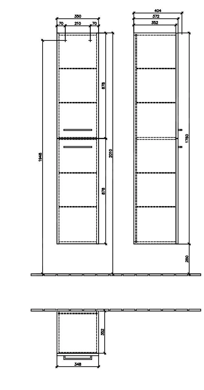 Villeroy & Boch Avento - Hoge Badkamerkast, 350x1760x372 Mm, 2 Deuren, Crystal Grey A89401B1 - Afbeelding 2