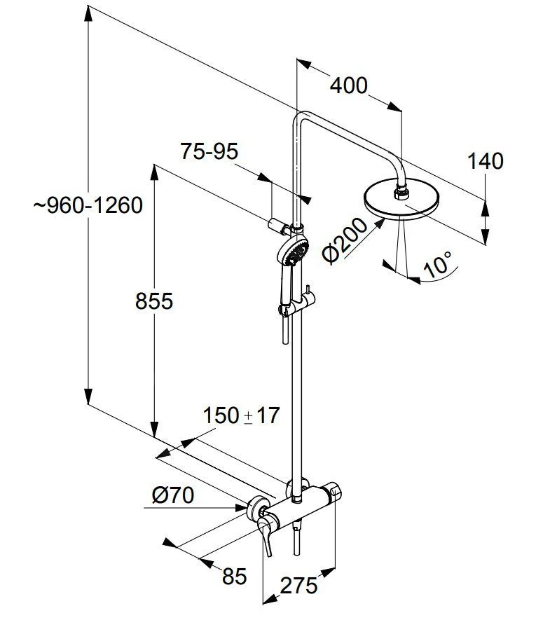 Kludi Logo - Dual Shower System Doucheset Met Kraan, 200 Mm, Chroom 6808505-00 - Afbeelding 2