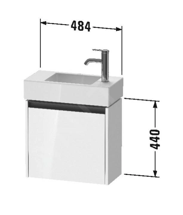 Duravit Ketho.2 - Wastafelkast 440x484x238 Mm, 1 Deur, Scharnieren Links, Grafiet Mat K25072L49490000 - Afbeelding 2