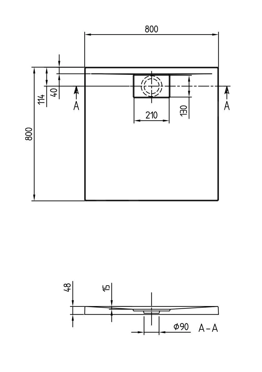 Villeroy & Boch Architectura MetalRim - Douchebak, 800x800 Mm, Alpine Wit UDA8080ARA148V-01 - Afbeelding 2