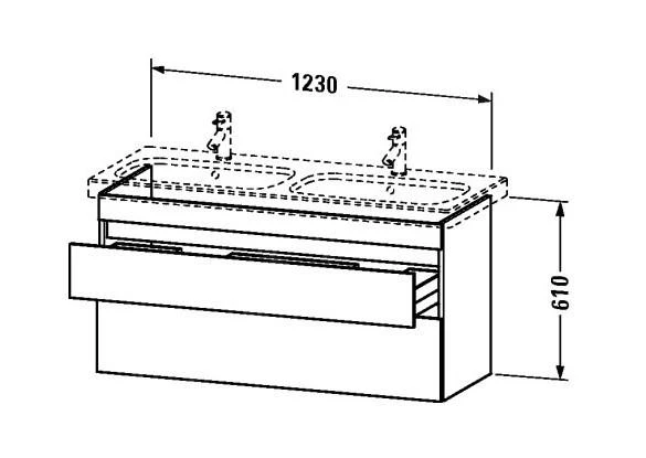 Duravit DuraStyle - Wastafelonderkast 610x1230x448 Mm, 2 Laden, Glanzend Wit DS649802222 - Afbeelding 2