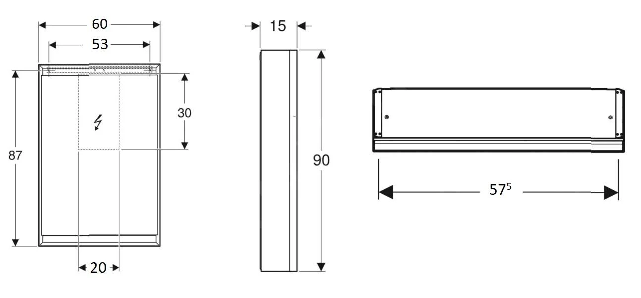Geberit ONE - Spiegelkast Met LED-verlichting, 600x900x150 Mm, Scharnieren Rechts, Wit 505.811.00.2 - Afbeelding 2