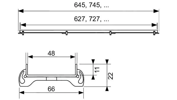 Tece TECEdrainline - Rooster Voor Het Aanbrengen Van Tegels 800 Mm, Roestvrij Staal 600870 - Afbeelding 2