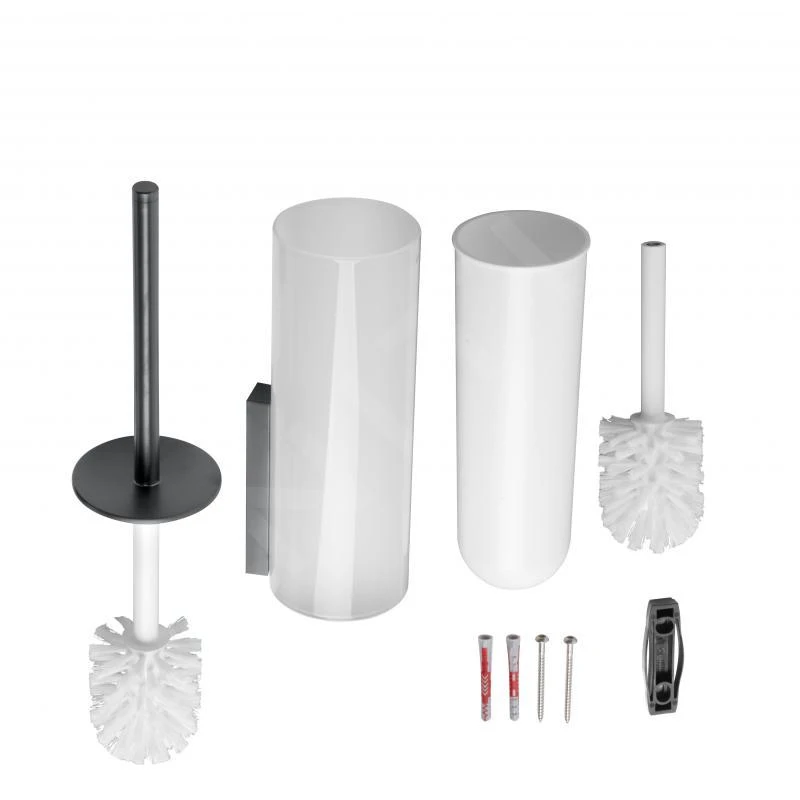 Keuco Edition 400 - WC-borstel Met Houder, Mat Glas/zwart Chroom Geborsteld 11564139000 - Afbeelding 5