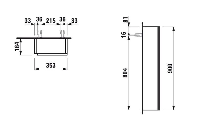 Laufen Lani - Kast 90x35 Cm, 1 Deur, Scharnieren Rechts, Eiken H4037121122671 - Afbeelding 2