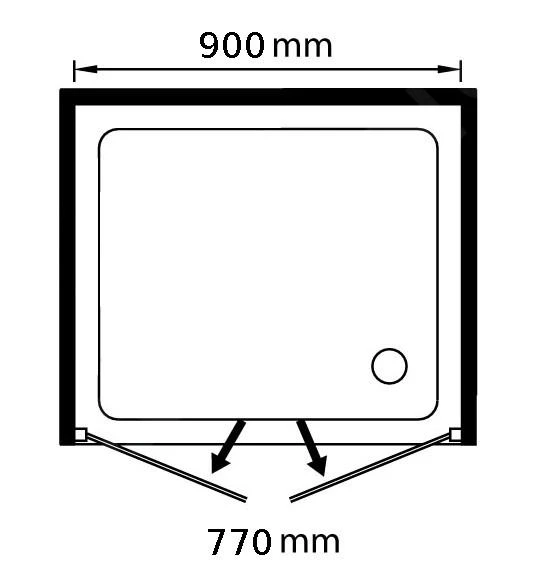 Lansanit LitLUX Slim Tadao - Douchedeur 2 Delig 900 Mm, Glanzend Aluminium/helder Glas PD2-90 - Afbeelding 2