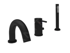 Paffoni Light - Badkraan Op Badrand, 3-gats, Mat Zwart LIG047NO