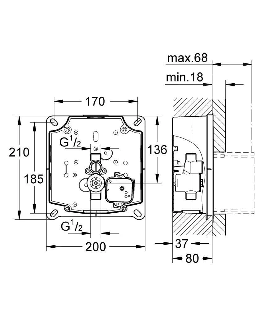 Grohe Rapido - Rapido U - Urinoir Inbouwset 37338000 - Afbeelding 2