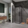 Lansanit LitLUX Slim Alvaro - Douchecabine Black Line, 900x900 Mm, Mat Zwart/helder Glas CZD99-B