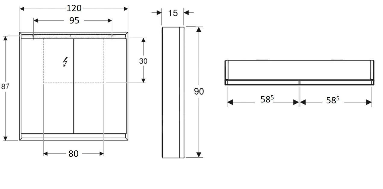 Geberit ONE - Spiegelkast Met LED-verlichting, 1200x900x150 Mm, 2 Deuren, Aluminium 505.815.00.1 - Afbeelding 2