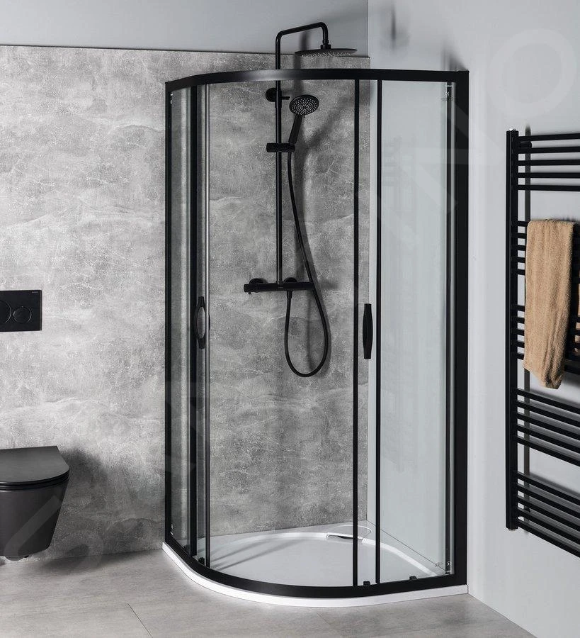 Gelco Sigma - Douchehoek 80x80 Cm, R550, Mat Zwart/helder Glas GS5580B - Afbeelding 6