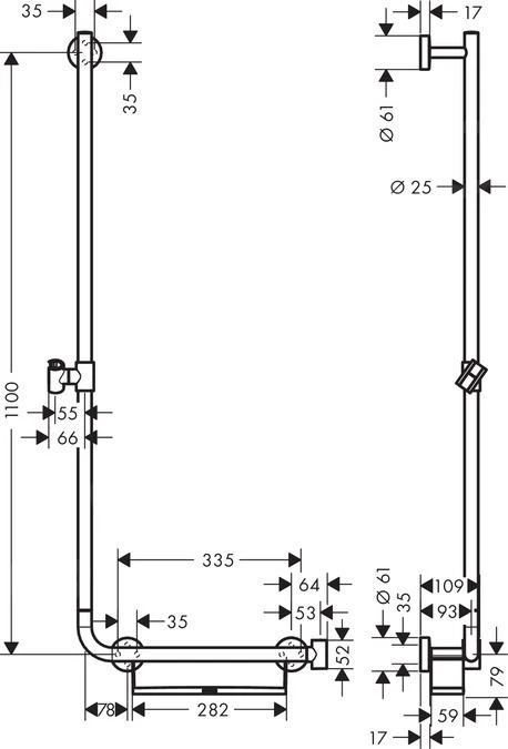 Hansgrohe Unica - Douchestang 1100 Mm, Links, Wit/chroom 26403400 - Afbeelding 2