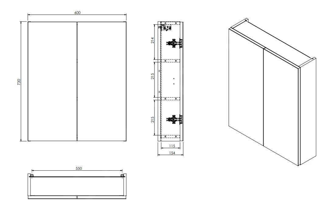 Kielle Vega - Spiegelkast, 60x73x15 Cm, Glanzend Wit 50118600 - Afbeelding 2
