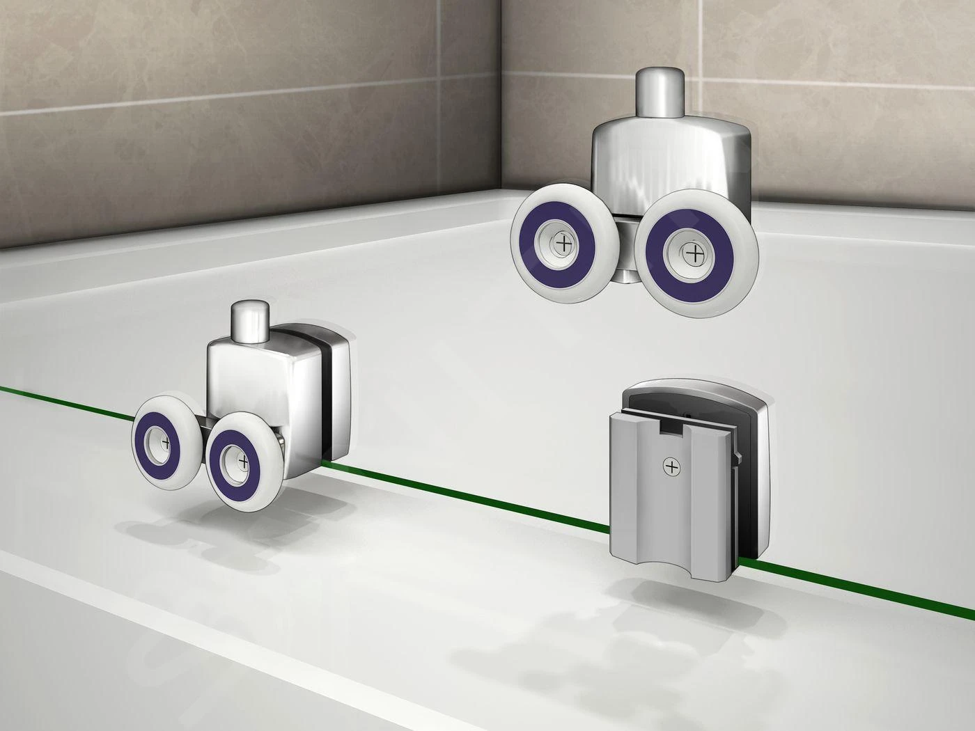 Lansanit LitIN Vati - Douchecabine 4 Delig 900x900 Mm, Glanzend Aluminium/helder Glas CR99-190-C - Afbeelding 5