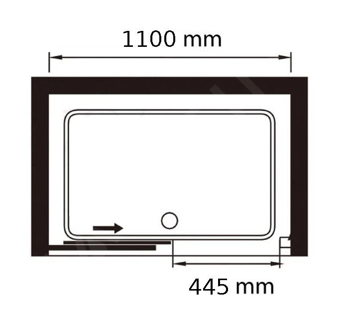 Lansanit LitLUX Slim Alvaro - Douche Schuifdeur Black Line 1100 Mm, Mat Zwart/helder Glas SZD11-B - Afbeelding 2