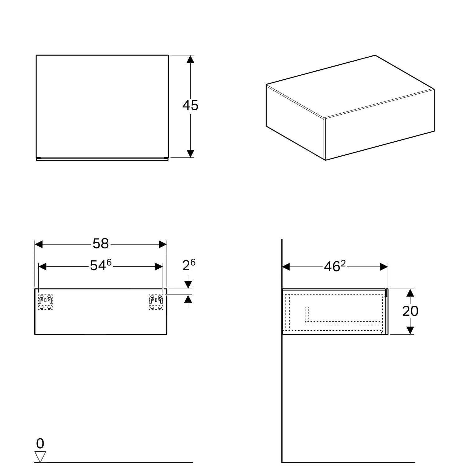 Geberit Xeno 2 - Onderbouw Zijkast Met Interne Lade 580x200 Mm, Grijs-beige 500.507.00.1 - Afbeelding 2