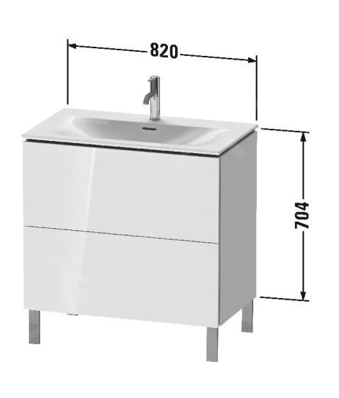 Duravit L-Cube - Wastafelonderkast 856x820x481 Mm, 2 Laden, Glanzend Wit LC659702222 - Afbeelding 2