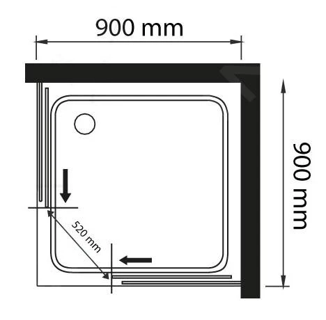 Lansanit LitEX Terni - Douchecabine 4 Delig 900x900 Mm, Glanzend Aluminium/mat Glas CF99-190-M - Afbeelding 2