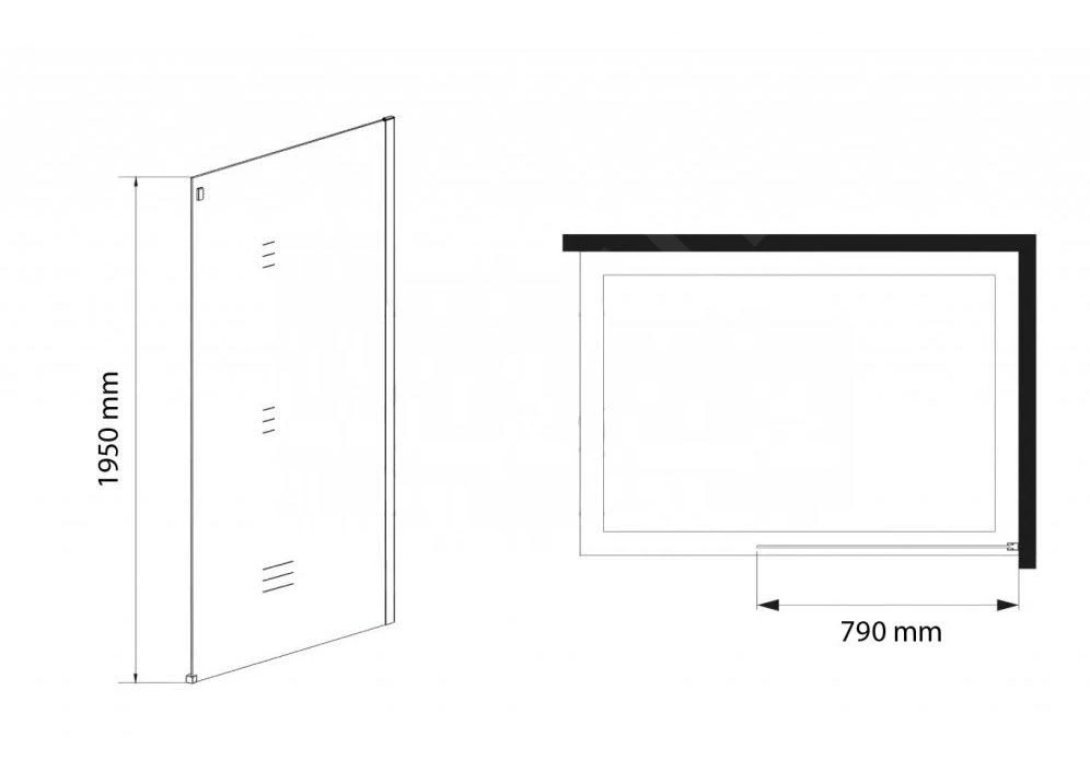 Lansanit LitLUX Slim Alvaro - Vaste Douchewand 800 Mm, Helder Glas SPZD80 - Afbeelding 2