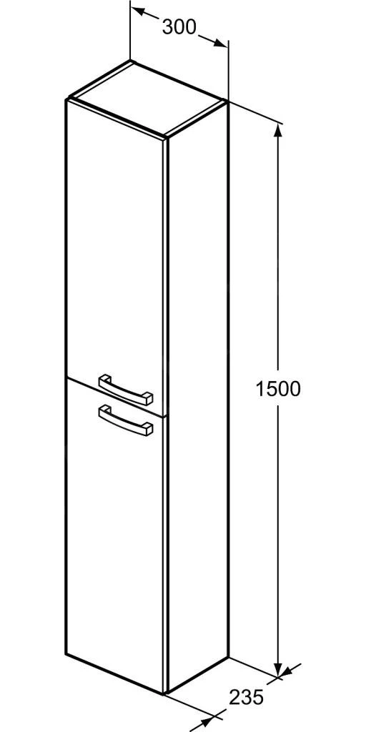 Ideal Standard Tempo - Hoge Kast 300x235x1500 Mm, Glanzend Wit E3243WG - Afbeelding 2