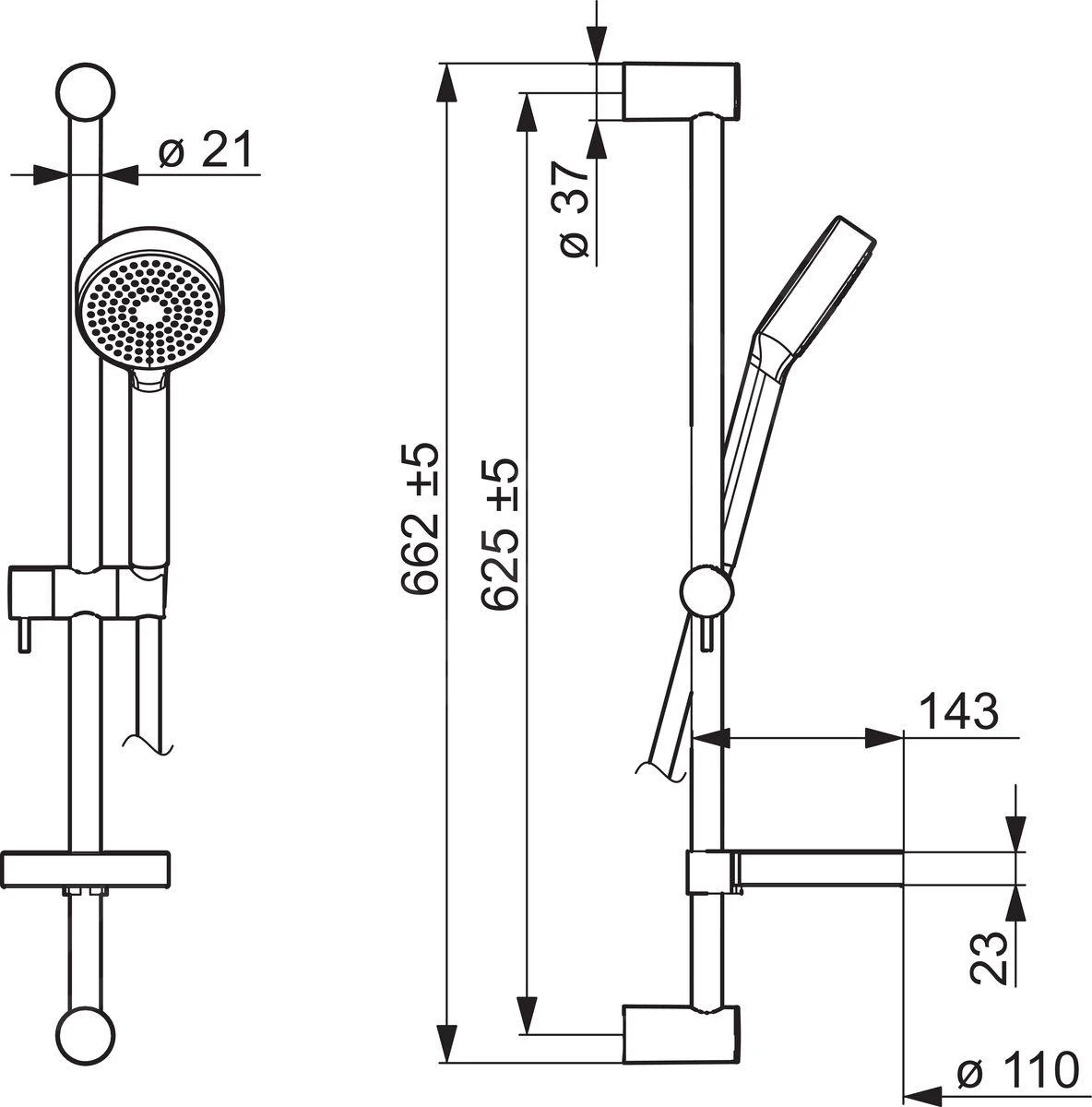 Hansa Viva - Glijstangset 60 Cm, Chroom 44160110 - Afbeelding 2