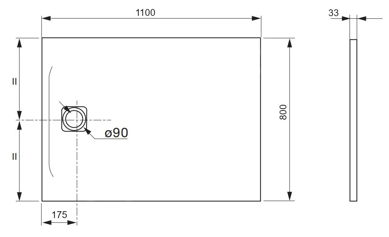 Laufen Pro - Douchebak 1100x800 Mm, Mat Zwart H2129540800001 - Afbeelding 2