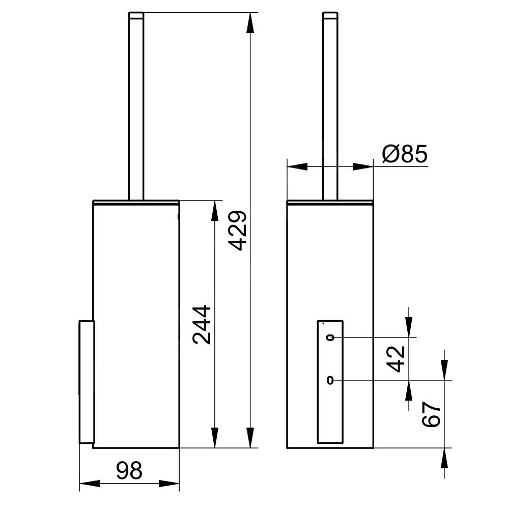 Keuco Edition 400 - WC-borstel Met Houder, Mat Glas/zwart Chroom Geborsteld 11564139000 - Afbeelding 2