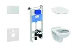 Ideal Standard ProSys - Toiletset - Inbouwreservoir, Closet Alpha Met WC-zitting, Oleas M1 Bedieningsplaat, SoftClose, Mat Chroom ProSys120M SP41