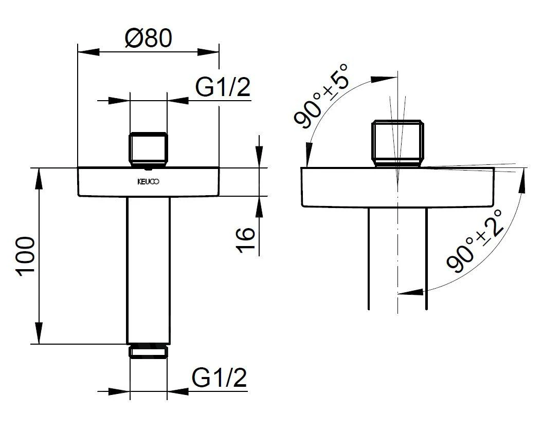Keuco Elegance - Douchearm Voor Wandaansluiting, Lengte 100 Mm, Mat Zwart 51689370100 - Afbeelding 2