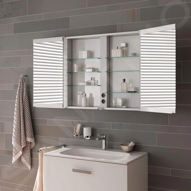 Keuco Royal Match - Spiegelkast Met LED-verlichting, Inbouw, 1000x700x149 Mm, Zilver Geanodiseerd 12813171311 - Afbeelding 6