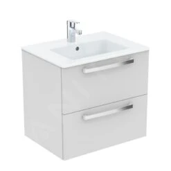 Ideal Standard Tempo - Wastafelonderkast Met Wastafel 610x450 Mm, 2 Laden, Decor Wit Lak K2979WG