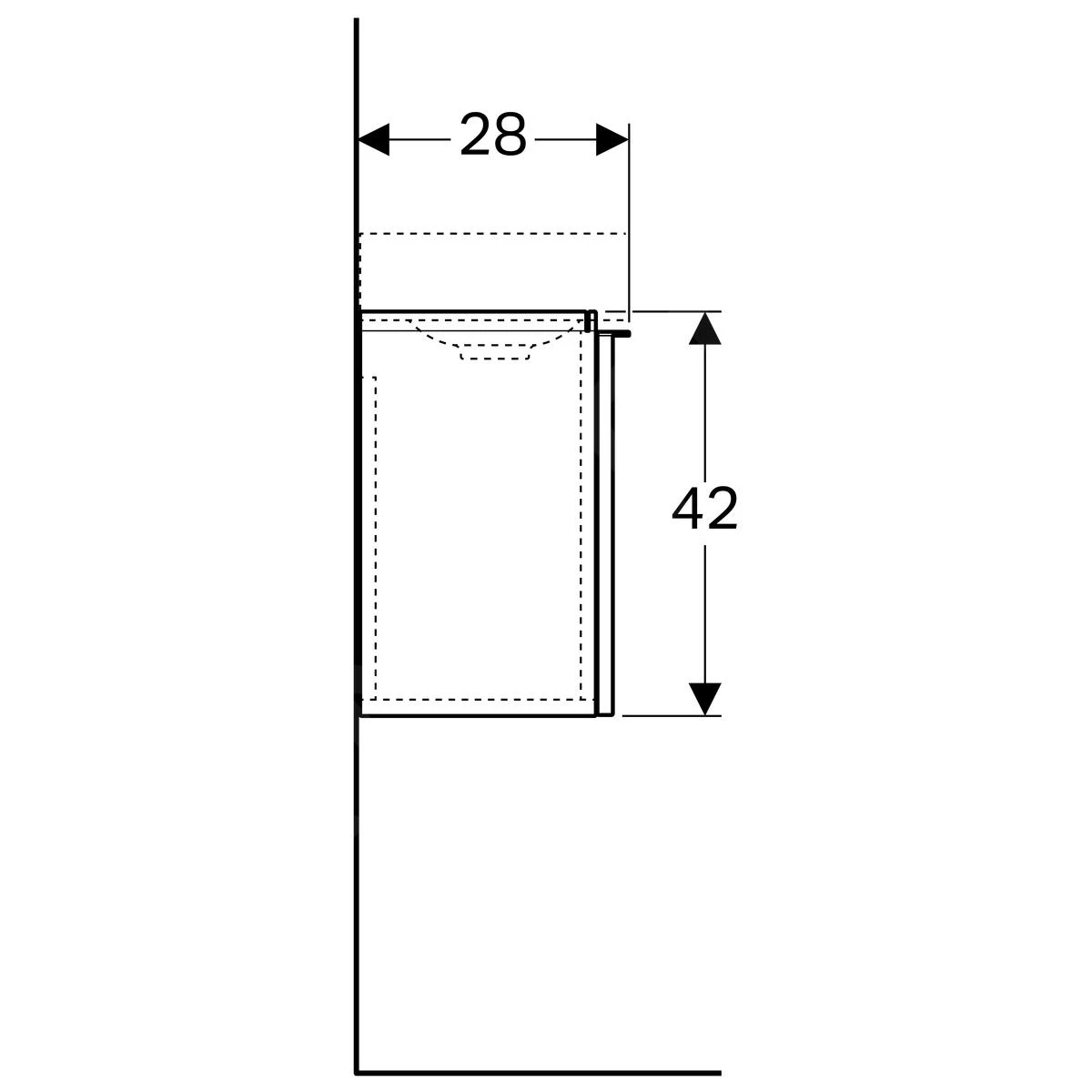 Geberit ICon - Fontein Onderkast, 370x412x261 Mm, Glanzend Wit 840037000 - Afbeelding 3