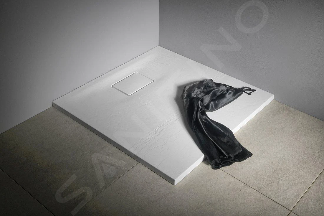 Sapho Acora - Douchebak 900x900 Mm, Gegoten Marmer, Decor Witsteen AC002 - Afbeelding 6