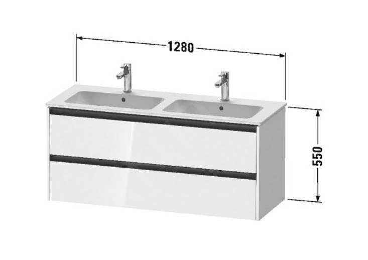 Duravit Ketho.2 - Wastafelkast 550x1280x480 Mm, 2 Laden, Grafiet Mat K25266049490000 - Afbeelding 2