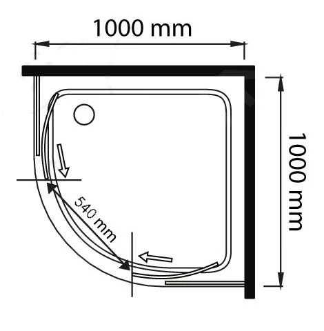 Lansanit LitEX Monte - Douchecabine 4 Delig 1000x1000 Mm, Glanzend Aluminium/helder Glas QF11-190-C - Afbeelding 2