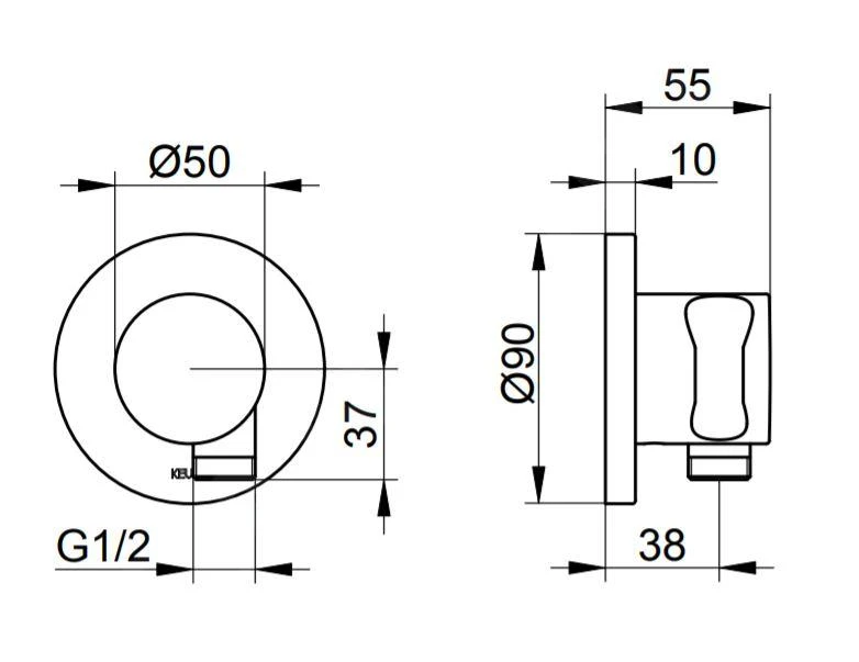 Keuco IXMO - Wandaansluitbocht Met Houder, Aluminium 59592170001 - Afbeelding 2