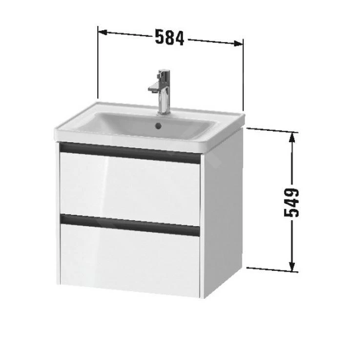 Duravit Ketho.2 - Wastafelkast 549x584x455 Mm, 2 Laden, Glanzend Wit K25281022220000 - Afbeelding 2