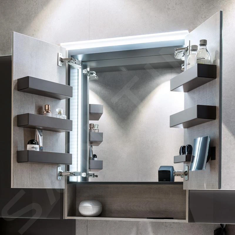 Geberit Acanto - Badkamer Bovenkast Met Spiegel 595x830 Mm, Mytic Eik 500.644.00.2 - Afbeelding 4