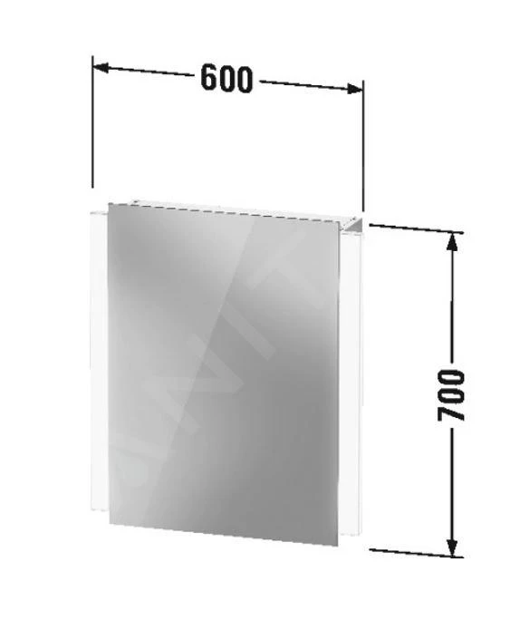 Duravit Ketho.2 - Spiegelkast Met LED Verlichting, 700x600x157 Mm, 1 Deur, Scharnieren Rechts K27135R00001000 - Afbeelding 2