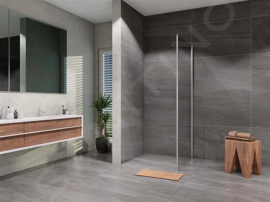 Lansanit LitLUX Slim Tadao - Vaste Douchewand 900 Mm, Glanzend Aluminium/helder Glas SPD90