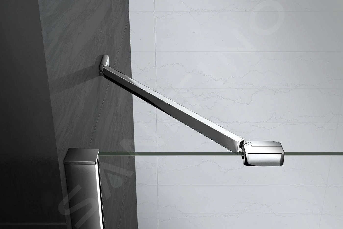 Lansanit LitLUX Brix - Pendel Douchedeur 1200 Mm, Rechts, Glanzend Aluminium/helder Glas H2Y-12R - Afbeelding 4