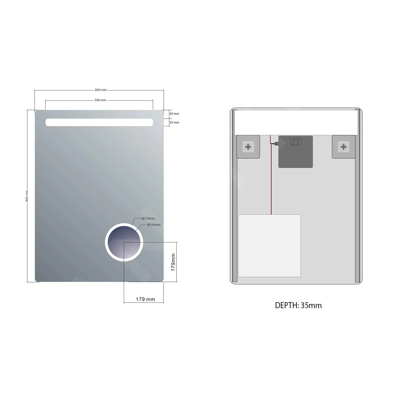 Sapho Astro - Spiegel 600x800 Mm, LED Verlichting, Cosmeticaspiegel MIRL2 - Afbeelding 2