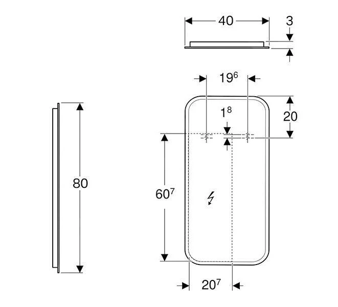 Geberit MyDay - Spiegel Met LED-verlichting En Verwarming, 400x800 Mm 824340000 - Afbeelding 2