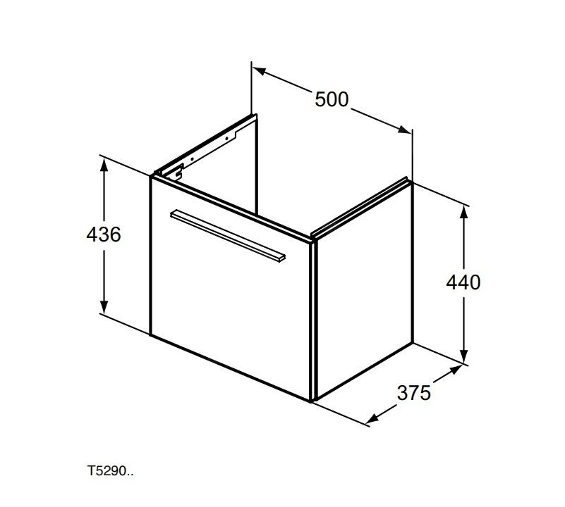 Ideal Standard I.Life S - Wastafelonderkast, 500x375x440 Mm, Mat Wit T5290DU - Afbeelding 2