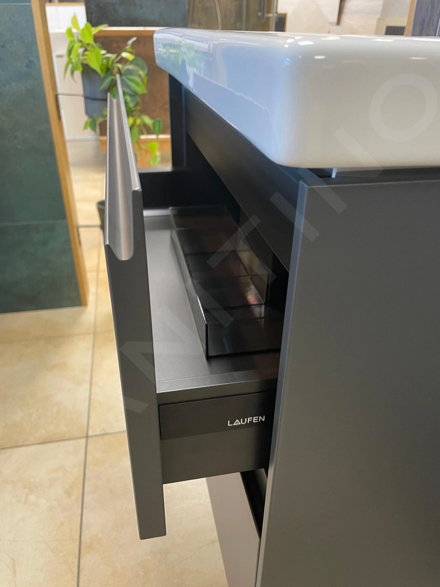 Laufen Lani - Wastafelonderkast, 98x45x52 Cm, 2 Laden, Grijs H4035621122661 - Afbeelding 3