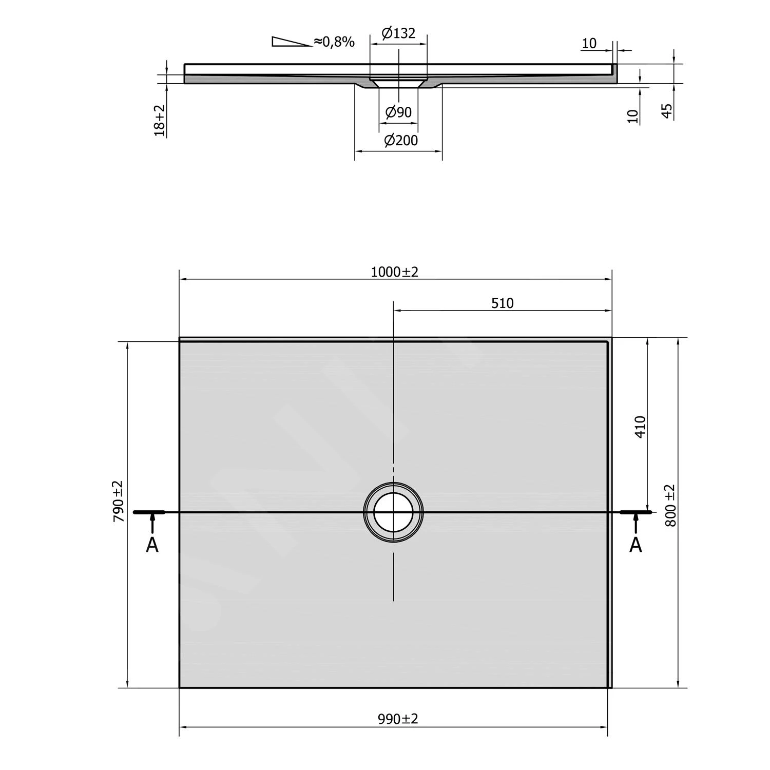 Polysan Douchebakken - Douchebak Mirai 1000x800 Mm, Rechts, Gegoten Marmer, Wit 73170 - Afbeelding 2